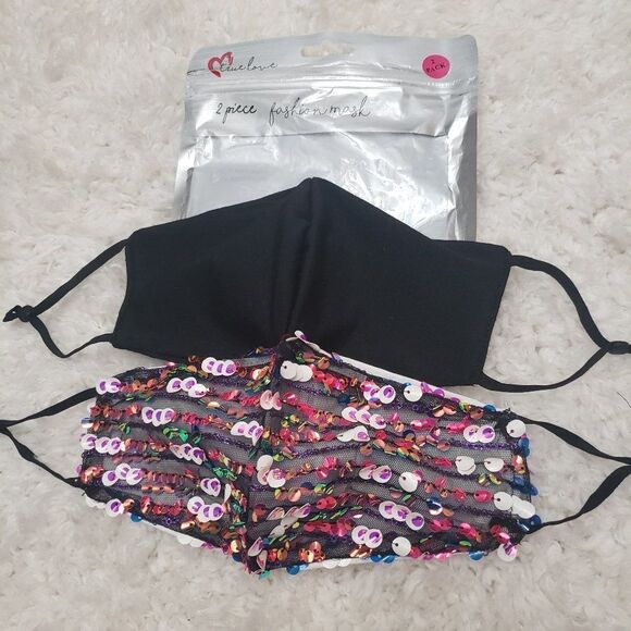 Fashion Accessories - Fashion x2 Cloth Face Mask multicolor Sequin NWT